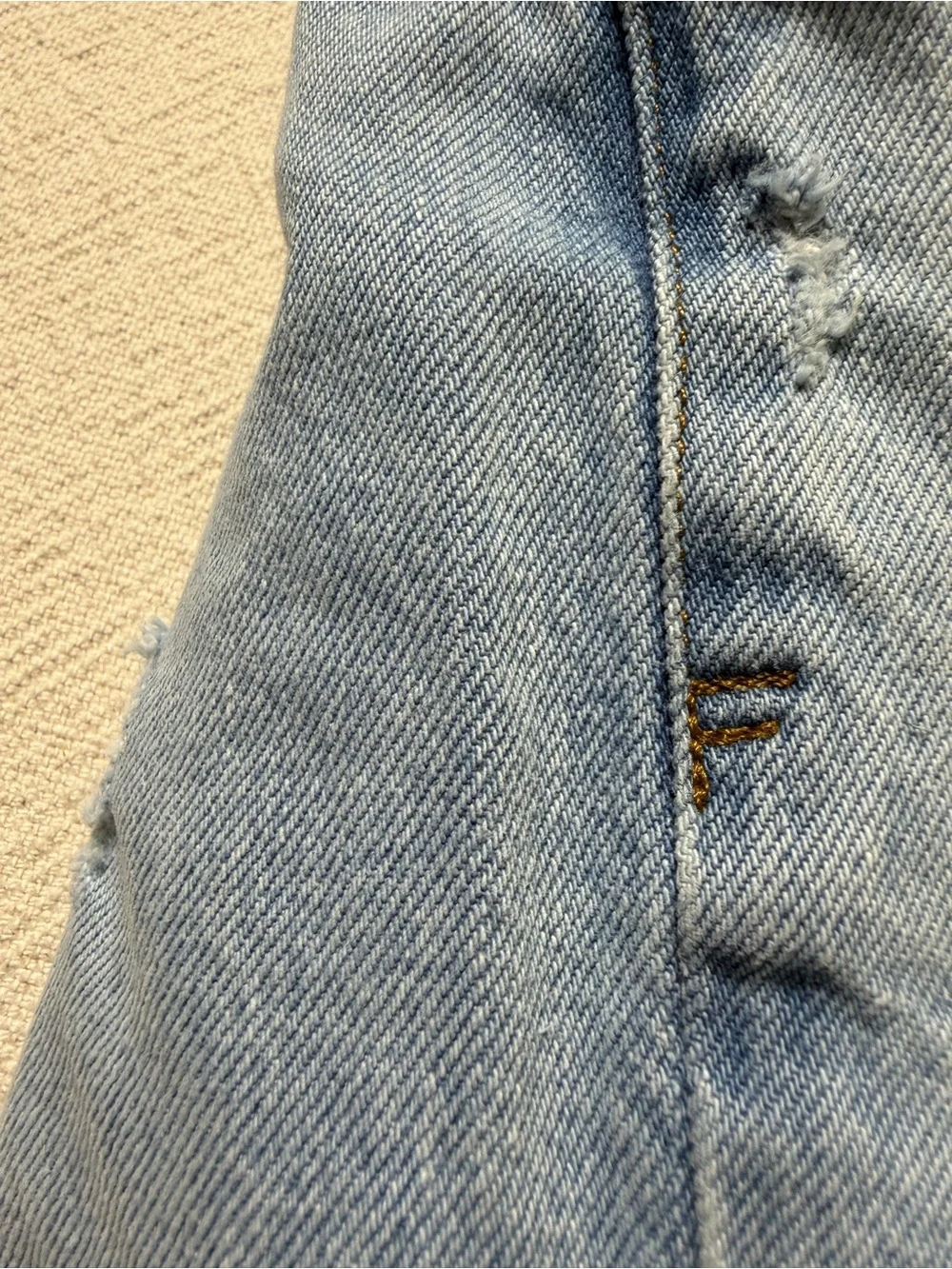 FRAME Le Jane Crop Distressed Jeans 26 Light Blue Wide Leg Boho Coastal - Picture 11 of 12